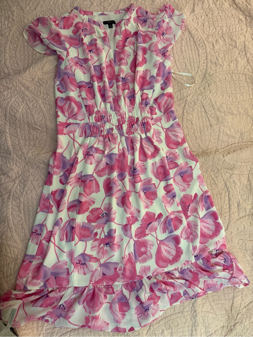 Talbots Pink and Lavender Floral Ruffle Dress